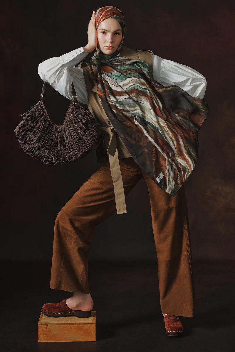 Fresh Scarfs X DeFacto Ocean Batik Linen Blend Scarf