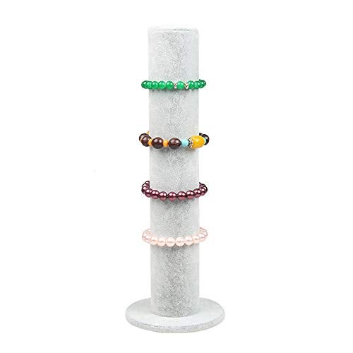 Bocar Velvet Vertical Tower Jewelry Bracelet Display Stand Bangle T-Bar Display Holder (CTZ-gray) - Image 5