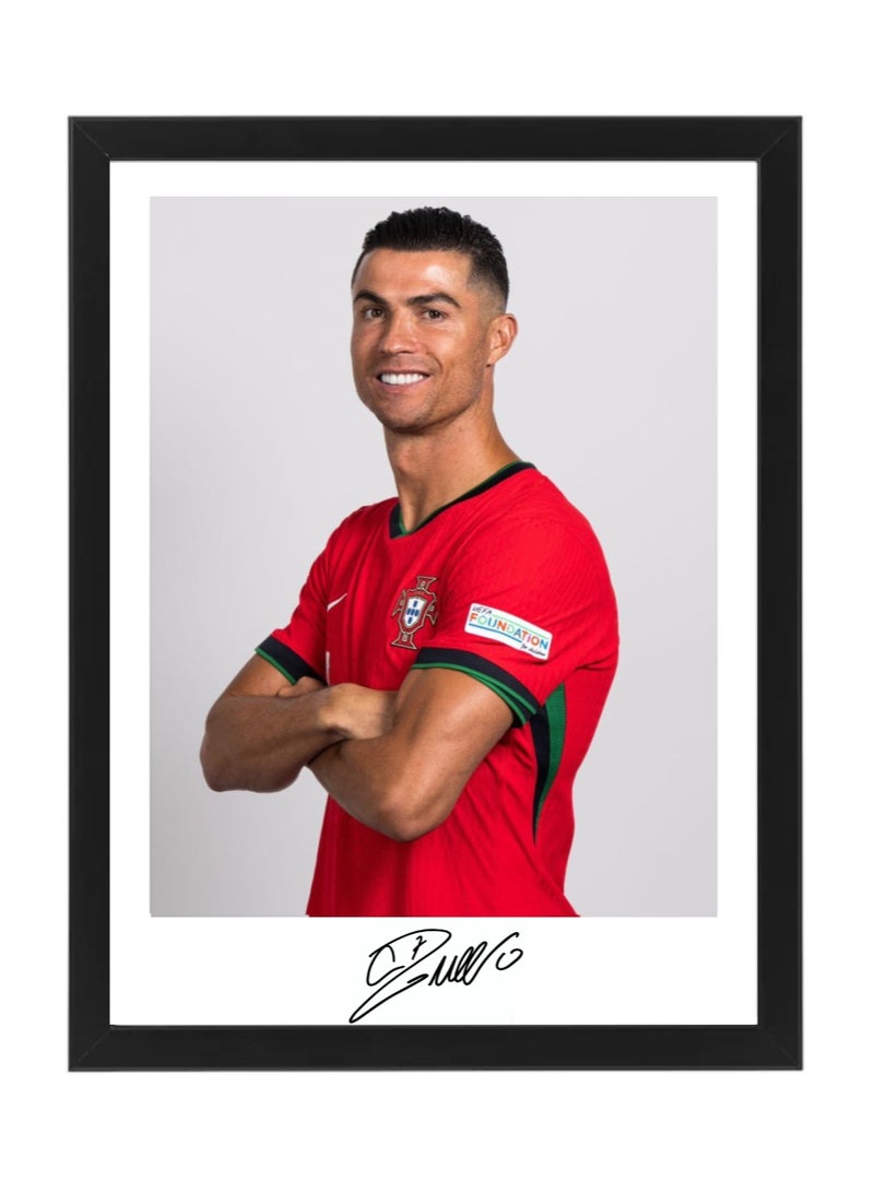 Boomah Accessories كريستيانو رونالدو، البرتغال، CR7، يورو 2024، هدية كرة قدم، ملصق موقّع مع إطار 30 × 40 سم  - Image 2