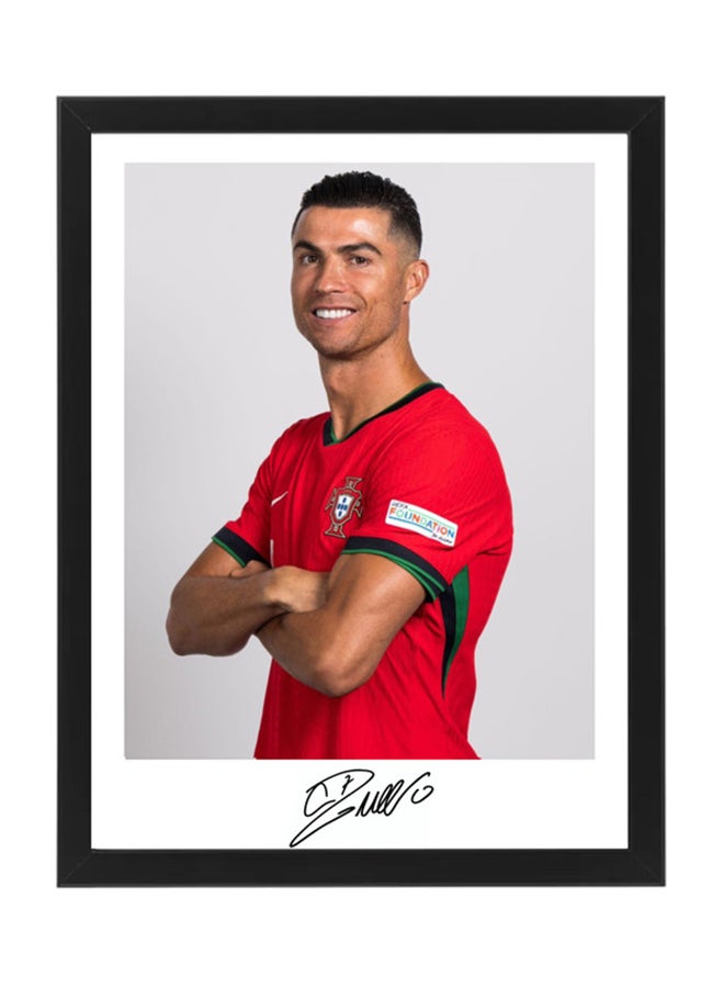 Boomah Accessories كريستيانو رونالدو، البرتغال، CR7، يورو 2024، هدية كرة قدم، ملصق موقّع مع إطار 30 × 40 سم  - Image 1