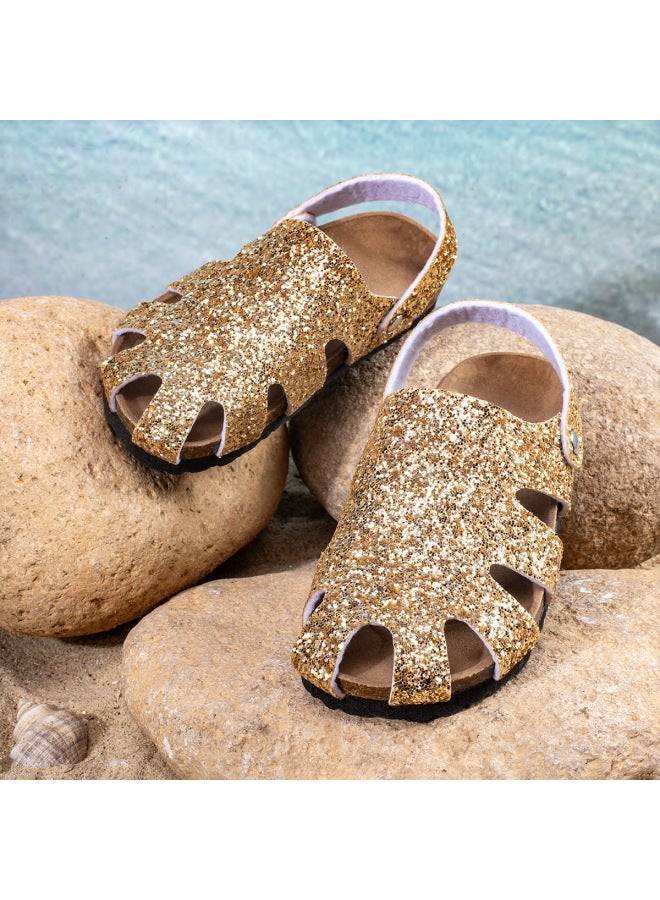 024 Summer New Baotou Hollow Sequin Breathable Sandals Flat Plaid Casual Cork Shoes For Boys And Girls