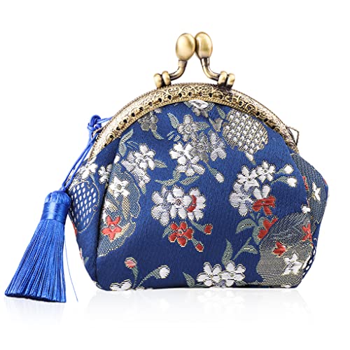Oyachic Embroider Coin Purse Vintage Wallets Canvas Change Pouch Floral Trinkets Small Kiss Lock Clasp Handbag Jewelry Bag Tassels Women - Image 1