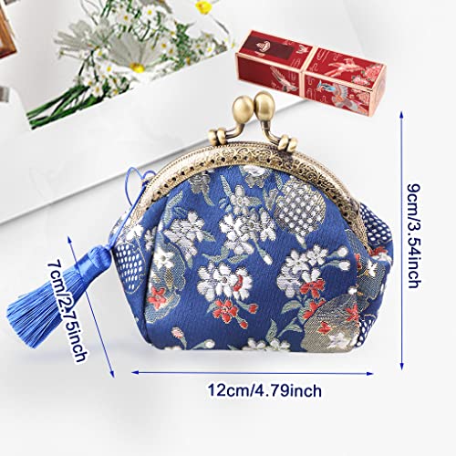 Oyachic Embroider Coin Purse Vintage Wallets Canvas Change Pouch Floral Trinkets Small Kiss Lock Clasp Handbag Jewelry Bag Tassels Women - Image 4