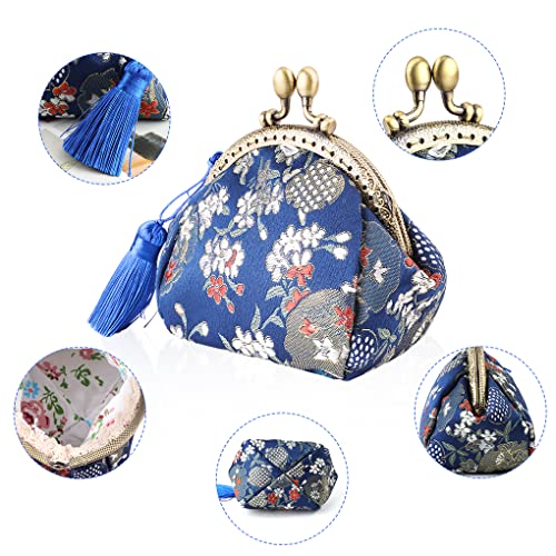 Oyachic Embroider Coin Purse Vintage Wallets Canvas Change Pouch Floral Trinkets Small Kiss Lock Clasp Handbag Jewelry Bag Tassels Women - Image 2