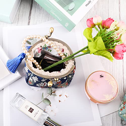 Oyachic Embroider Coin Purse Vintage Wallets Canvas Change Pouch Floral Trinkets Small Kiss Lock Clasp Handbag Jewelry Bag Tassels Women - Image 5