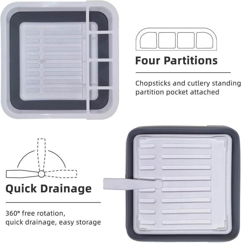 THANSTAR Collapsible Dish Drying Rack for RV Campers Portable Dinnerware Drainer Organizer for Kitchen Travel Trailer - Image 3