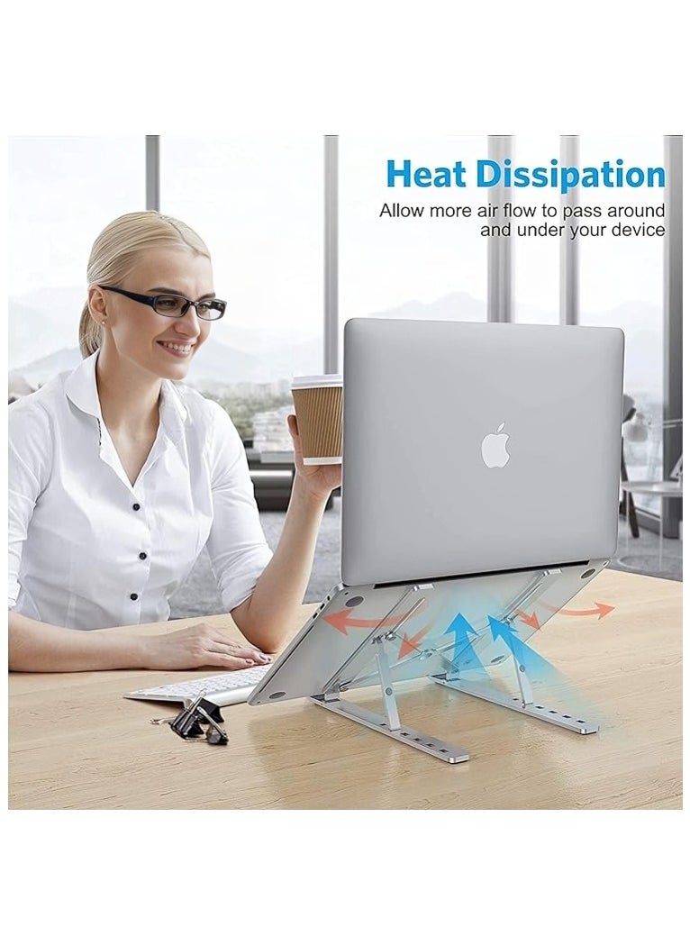 Generic - Laptop Stand Is Made Of High-quality Aluminum, Adjustable And Foldable For All Laptops - Grey - Image 1