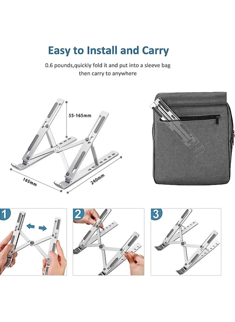 Generic - Laptop Stand Is Made Of High-quality Aluminum, Adjustable And Foldable For All Laptops - Grey - Image 1