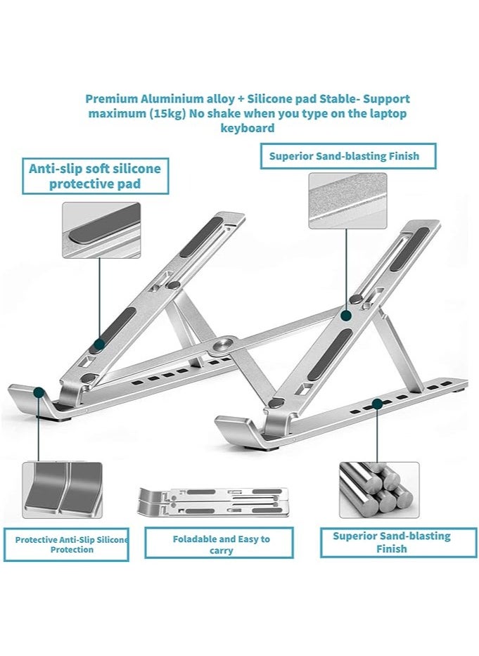 Generic - Laptop Stand Is Made Of High-quality Aluminum, Adjustable And Foldable For All Laptops - Grey - Image 1