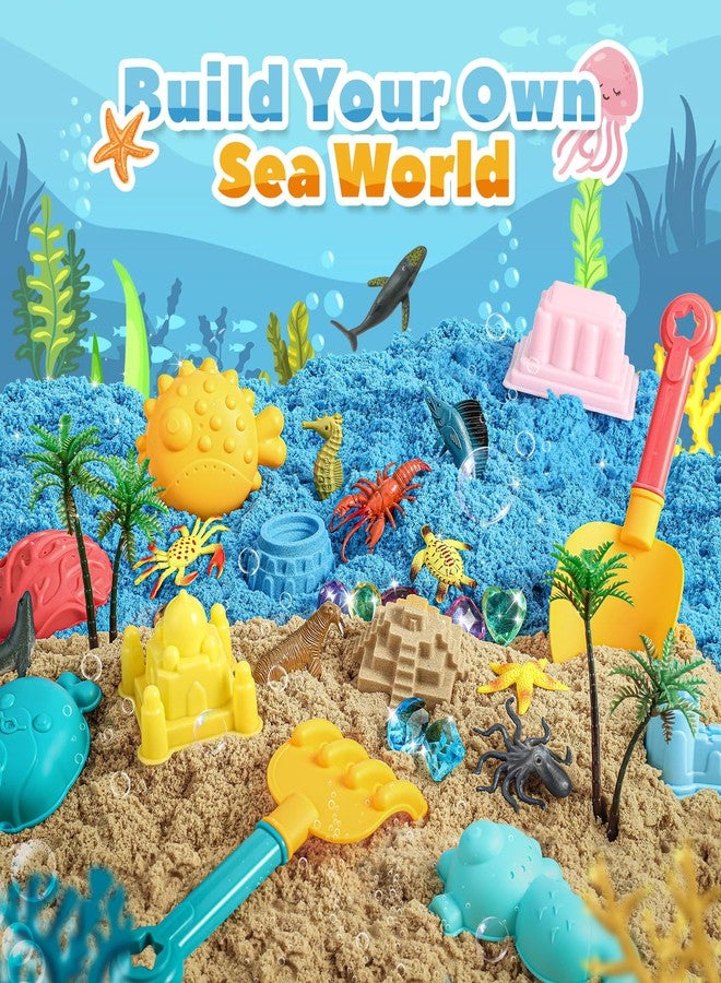 FRUSE Ocean Sensory Bin,Play Sand Art Kit with 2.2lbs Play Sand,12 Sea Animal Toys,Sand Molds,Role Play Beach Toy Sandbox Toys for Toddlers 3 4 5 6 7 - Image 2