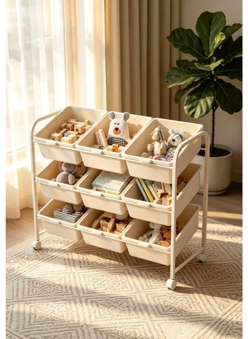 moon-life1 3-Tier Kids Toy Storage Organizer with 9 Removable Bins – Deluxe Toy Rack for Playroo3-Tier Kids Toy Storage Organizer with 9 Removable Bins – Deluxe Toy Rack for Playroom, Bedroom, Nursery, Daycarem, Bedroom, Nursery, Daycare - Image 3