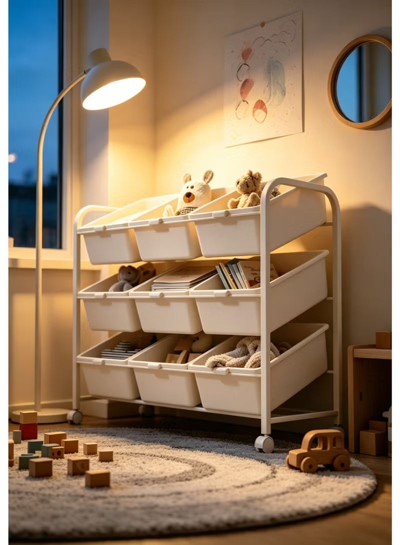 moon-life1 3-Tier Kids Toy Storage Organizer with 9 Removable Bins – Deluxe Toy Rack for Playroo3-Tier Kids Toy Storage Organizer with 9 Removable Bins – Deluxe Toy Rack for Playroom, Bedroom, Nursery, Daycarem, Bedroom, Nursery, Daycare - Image 2