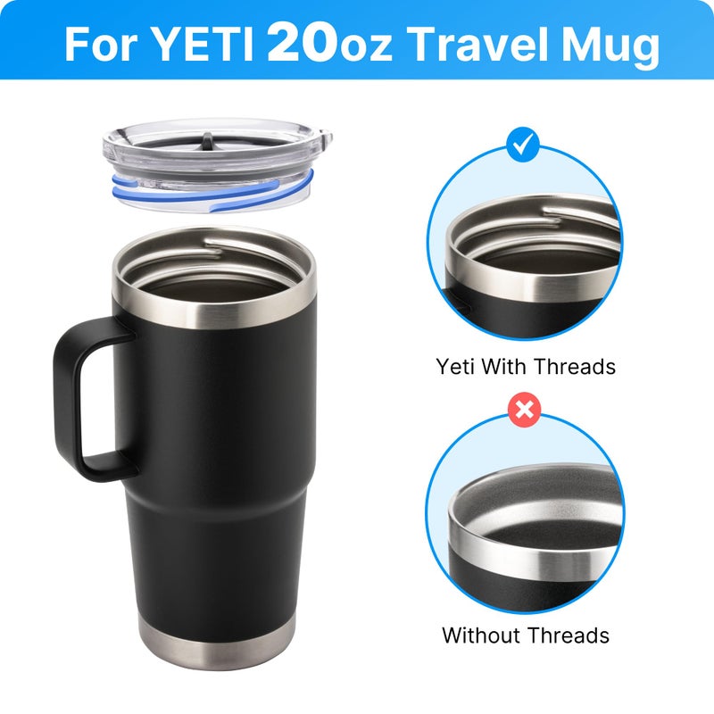 Bluwing 20 oz Replacement Screw Top Lid for YETI TraveI Mug with Threads Only, Spill Proof Stronghold Lid for YETI Threaded Travel Mug(1 Pack) - Image 4