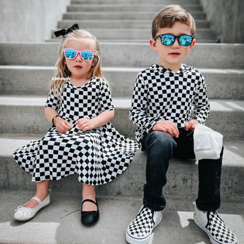 COASION Kids Polarized Sunglasses TPEE Rubber Flexible Shades for Girls Boys Age 3-9 (Rosepink Frame/Blue Mirror Lens) - Image 3