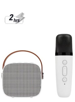 1 Wireless Bluetooth Speaker and Microphone Set, HiFi Sound with High-Bass Adjustment, Support for TF Card/Aux Cable Playback, White Color, Wireless Sound Box