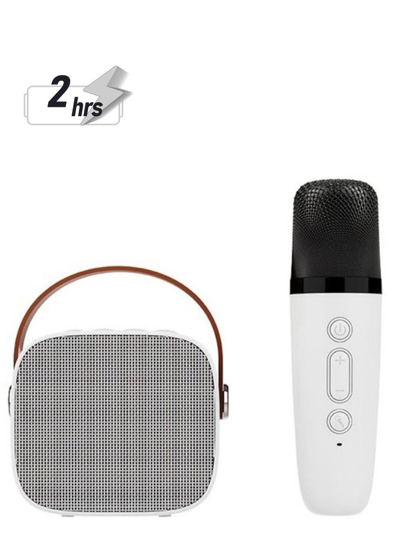 Generic - 1 Wireless Bluetooth Speaker and Microphone Set, HiFi Sound with High-Bass Adjustment, Support for TF Card/Aux Cable Playback, White Color, Wireless Sound Box - Image 1