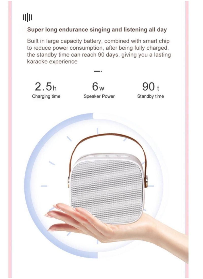 Generic - 1 Wireless Bluetooth Speaker and Microphone Set, HiFi Sound with High-Bass Adjustment, Support for TF Card/Aux Cable Playback, White Color, Wireless Sound Box - Image 1