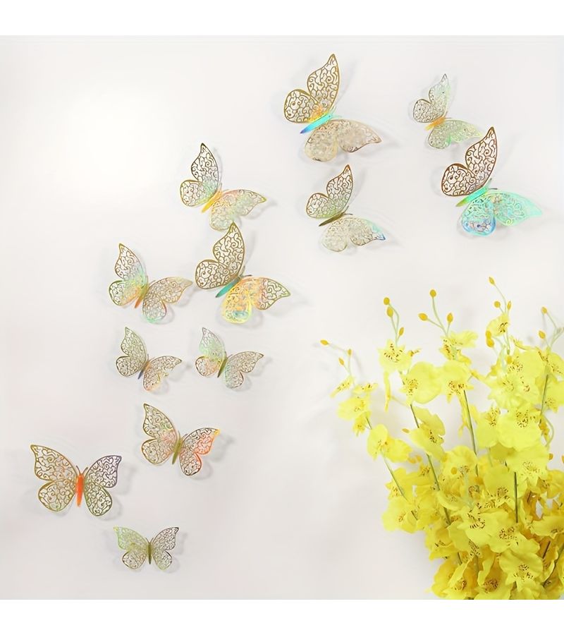Golden 72pcs 3D Butterfly Wall Stickers For Christmas Festive Decorations - Image 5