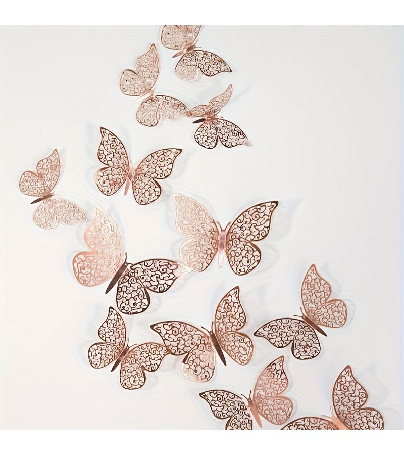 Golden 72pcs 3D Butterfly Wall Stickers For Christmas Festive Decorations - Image 2
