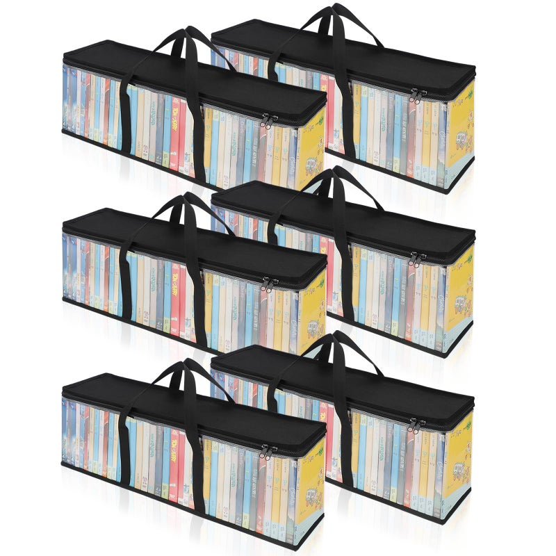 CCidea CCidea DVD Storage Bags Set of 6 Clear PVC Media Holder Case with Handles for DVDsCDsVHS BoxBlu Ray DiscMovie CasesVideo Games Discs  Each Bag Holds up to 40 DVDs 