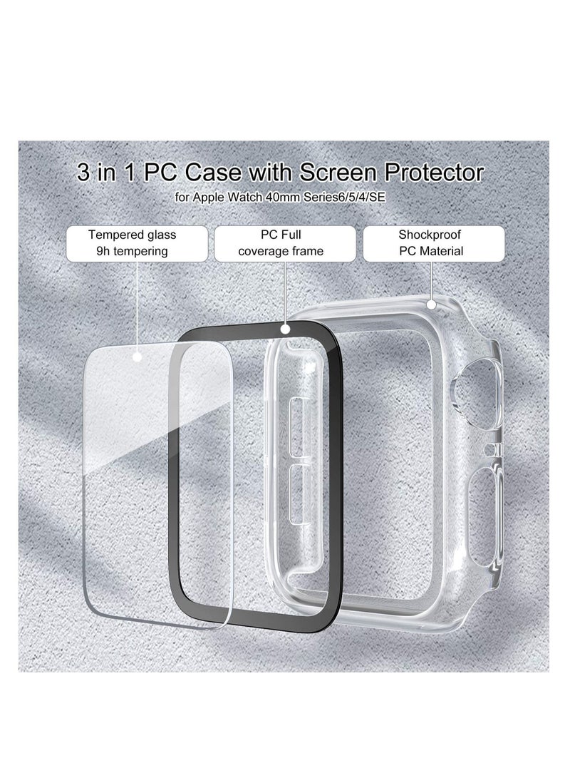 Captaintech Screen Protector Fit for Apple Watch SE Series6/ 5/4 44mm, KASTWAVE Clear Case with Tempered Glass Screen Protector, Full Protection Bubble-Free Cover Fit for iWatch 44mm Series 6/5/ 4/ SE 【1 Pack】 - Image 3