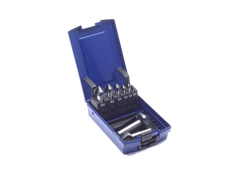 WSH-TOOLS Countersink HSS-G 90° DIN 335C uneven pitch Set of 8pcs TiAlN | Chatter-Free Deburring Tool Dubai UAE - Image 1