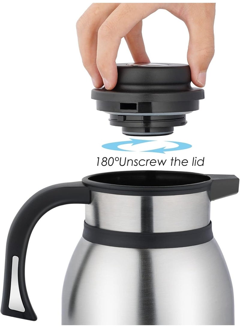 هابي هوم ابريق قهوة حراري من الستانلس ستيل، ابريق موزع للشاي والقهوة سعة 2 لتر، ابريق شاي معزول بتفريغ الهواء بجدار مزدوج للحفاظ على مشروبك ساخنا (أسود/فضى) - Image 5