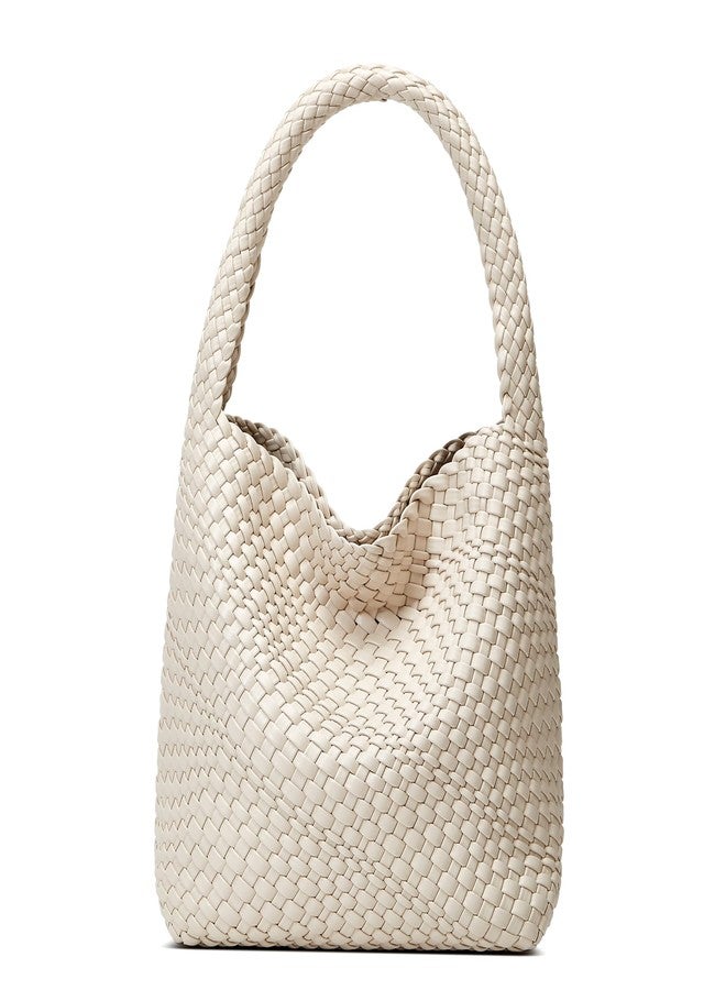Sumrains Woven Bags for Women Tote Purse: Vegan Leather Shoulder Handbags - Medium Beach Tote Bags - Handwoven Satchel Underarm Purse for Holidays (Seashell Color) - Image 1