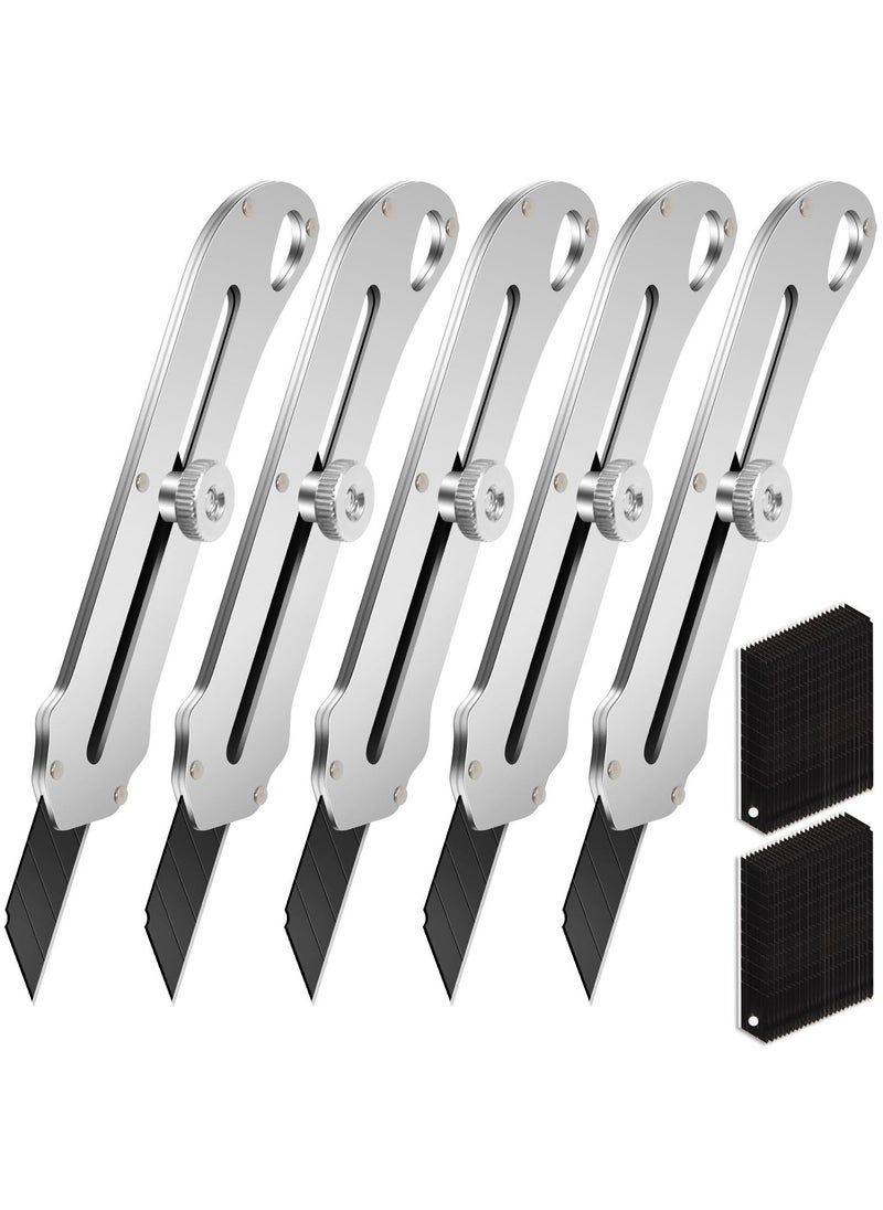 5 Pcs Retractable Utility Knife, Stainless Steel Utility Knife, Heavy Duty Multifunctional Box Cutter with 50 Pcs Replaceable Blades for Office, Home, School  - Image 1