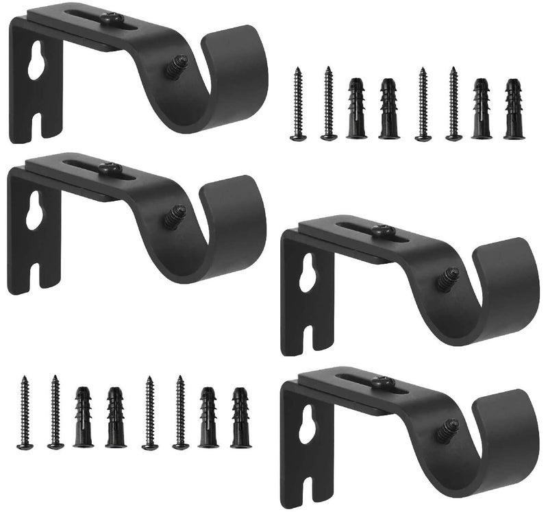 Anndason Heavy Duty Adjustable Curtain Rod Brackets Holders for 1 18 Inch  1 14 Inch Rod 4 PCS Black