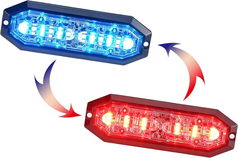 Unicorn Lighting UT01 Surface Mount Warning Emergency Strobe Grille Light Head [SAE class 1] [Dual Color] [IP68] for Police and Tow Truck Construction Vehicle Blue Red - Image 1