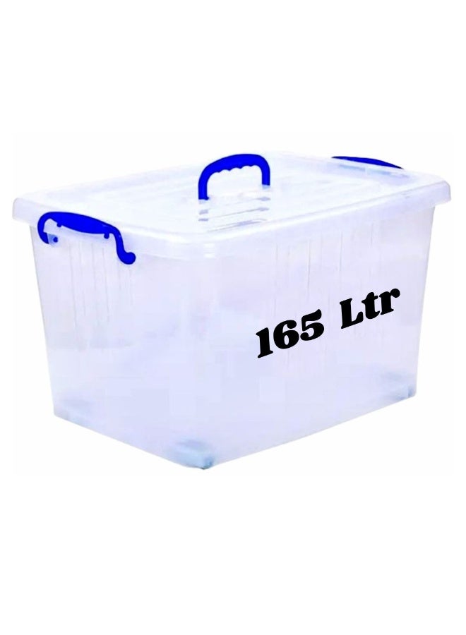 هيواري صندوق تخزين بلاستيكي شفاف من هايوير، سعة ١٦٥ لترًا، مزود بعجلات وأغطية قابلة للقفل | حاويات تنظيم شفافة للملابس والألعاب والأدوات والحرف اليدوية | حل تخزين قابل للتكديس مزود بعجلات (١ × ١٦٥ لترًا) - Image 1