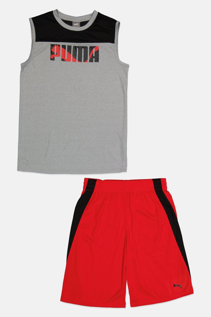 PUMA ملابس رياضية للأطفال الأولاد تناسب بلا أكمام مجموعة علوية وسفلية، متعددة الألوان - Image 3