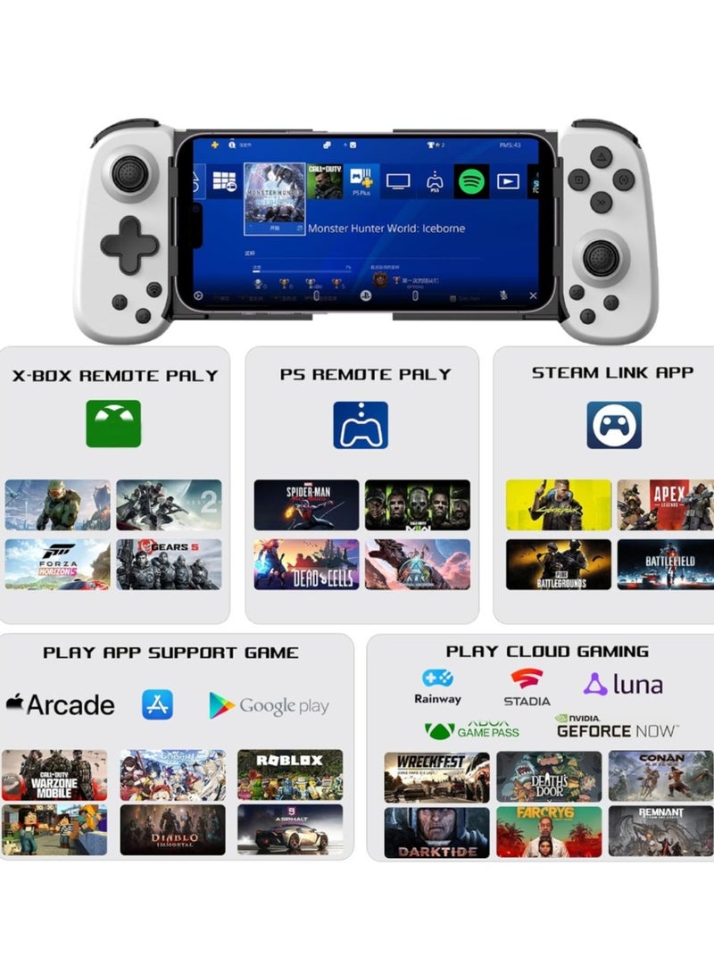 Game Controller For IPhone, IPad, Tablet, PC, Bluetooth 5.0 Low Latency Joystick Gamepad For Call Of Duty, Apex, MFi Games, Cloud Gaming, Steam, Direct Play (White)  - Image 3