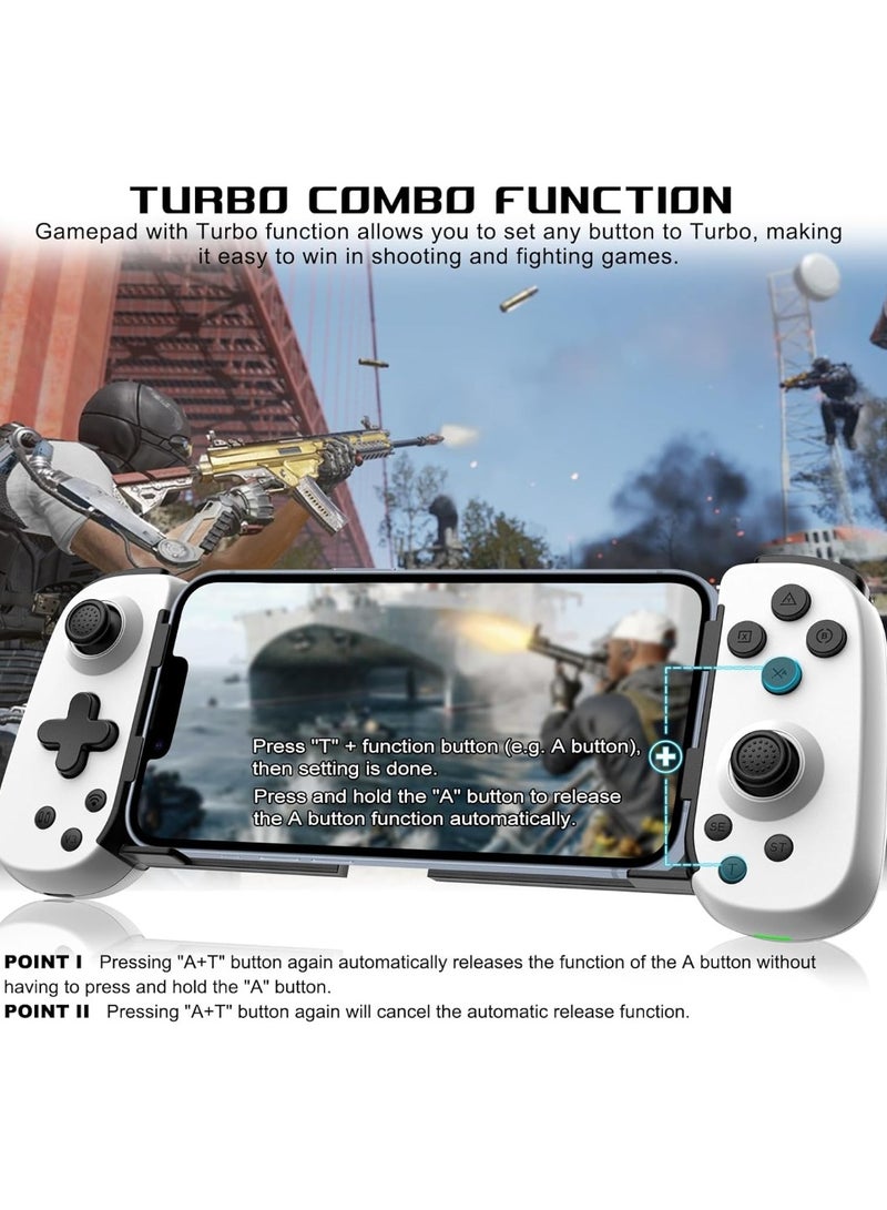 Game Controller For IPhone, IPad, Tablet, PC, Bluetooth 5.0 Low Latency Joystick Gamepad For Call Of Duty, Apex, MFi Games, Cloud Gaming, Steam, Direct Play (White)  - Image 5