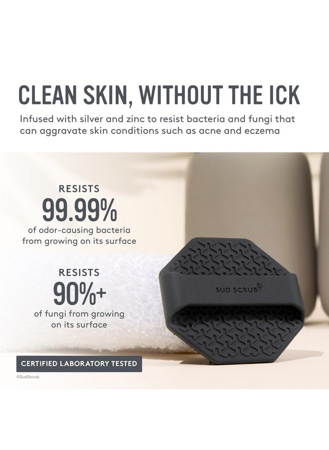 Sud Scrub ® Antimicrobial Silicone Face Scrubber 1 Pack Gentle Face Exfoliator For Sensitive Skin Eco Friendly Facial Cleansing Brush Exfoliating Face Brush For Men And Women (Charcoal)  - Image 2