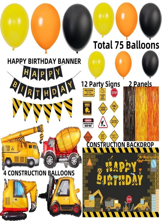FIGEPO Construction Birthday Party Supplies Dump Truck Party Decorations Kits Set arch kit Garland for Boy Construction Balloons Signs Backdrop Happy Birthday Banner - Image 4