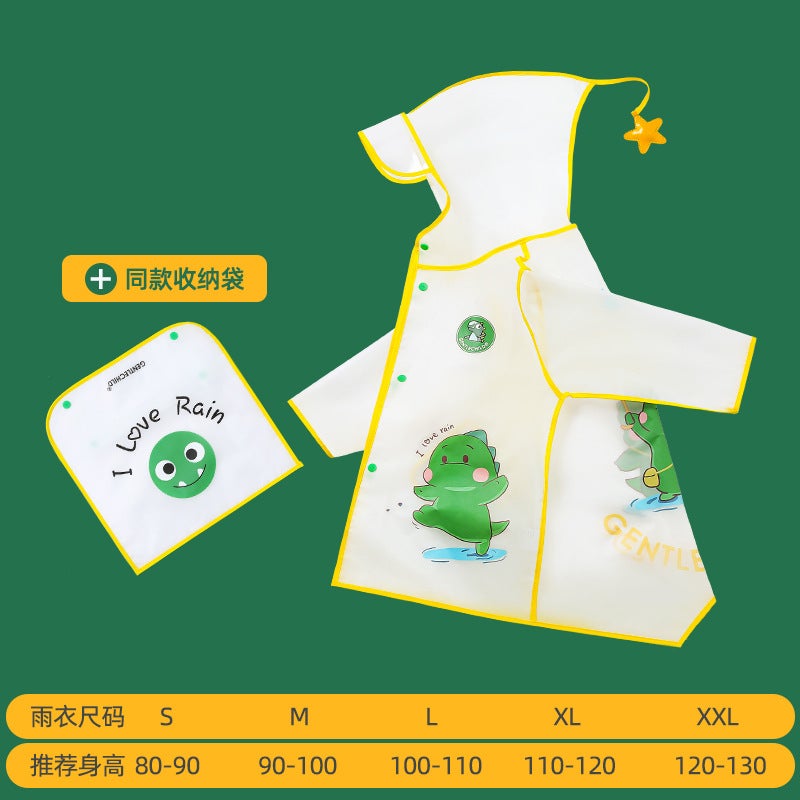 Children'S Raincoat Boy'S Transparent Brim Yellow Duck Poncho Full-Body Lengthened Girls' Waterproof Dinosaur Bundle Rain Boots Set - Image 1