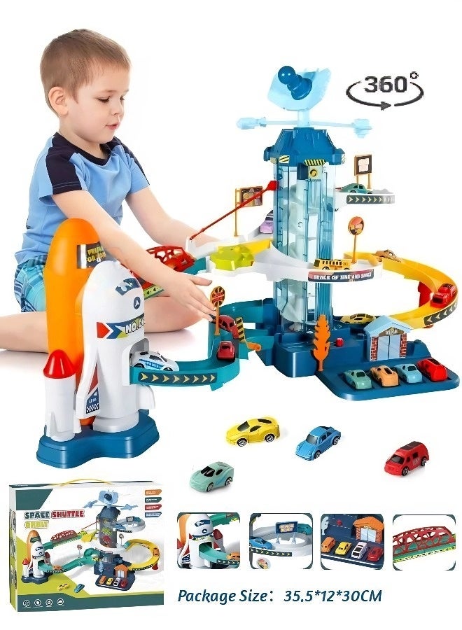 مجموعة استكشاف الفضاء المداري – تتضمن 4 مركبات صغيرة ونفق صاروخي ومصعد آلي. لعبة تعليمية في مجال العلوم والتكنولوجيا والهندسة والرياضيات للأطفال من سن 3 سنوات فما فوق، مثالية لعيد الفطر وأعياد الميلاد. - Image 1