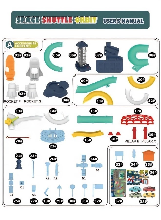 مجموعة استكشاف الفضاء المداري – تتضمن 4 مركبات صغيرة ونفق صاروخي ومصعد آلي. لعبة تعليمية في مجال العلوم والتكنولوجيا والهندسة والرياضيات للأطفال من سن 3 سنوات فما فوق، مثالية لعيد الفطر وأعياد الميلاد. - Image 3