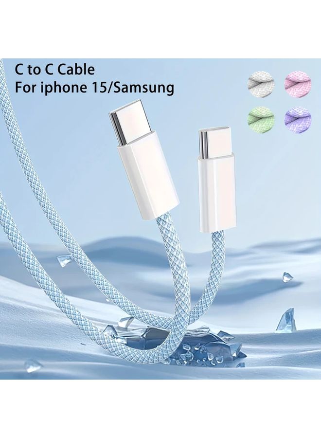 كابل الشحن السريع White 78 74 إنش من USB C إلى C لهاتف iPhone 15 وسامسونج جالاكسي S22 وS21 - Image 2