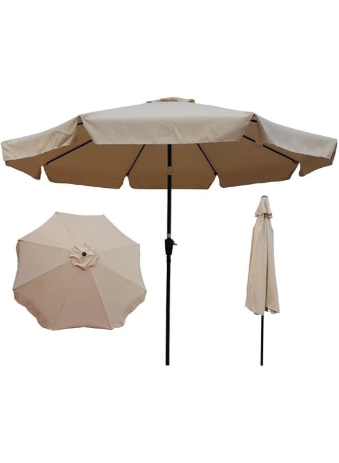 باراديسو Paradiso Aluminium Patio Umbrella 3M, Beige , Crank Open Mechanism, 8-Rib Frame - Image 4