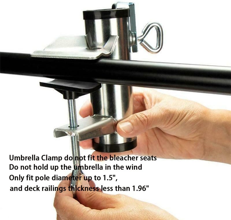 Cunguv Upgrade Umbrella Clamp Stand Holder Heavy Duty Bench Buddy Patio Umbrella Fixed Clip Beach Fishing Umbrella Mount Chair Clamp - Image 3