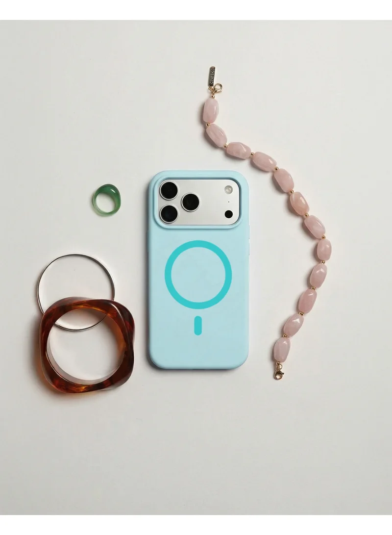 Mobcos Mobcos iPhone 17 Pro Max Sky Blue Elite Ring Mobcos iPhone 17 Pro Max Sky Blue Elite Ring Premium Silicone Magnetic Wireless Charging Case for iPhone | Silky Soft Touch | Military-Grade Shockproof Protection | Strong Magnetic Compatibility | Luxury Slim Cover  | Best Price UAE