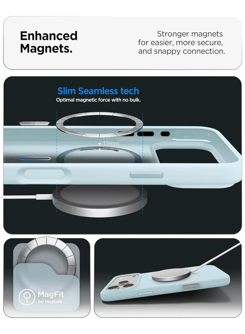 Mobcos Mobcos iPhone 17 Pro Max Sky Blue Elite Ring Mobcos iPhone 17 Pro Max Sky Blue Elite Ring Premium Silicone Magnetic Wireless Charging Case for iPhone | Silky Soft Touch | Military-Grade Shockproof Protection | Strong Magnetic Compatibility | Luxury Slim Cover  | Best Price UAE