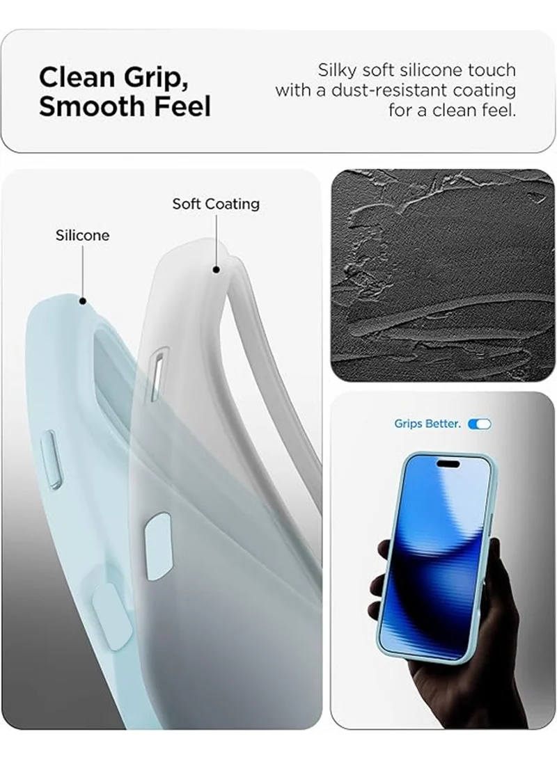 Mobcos Mobcos iPhone 17 Pro Max Sky Blue Elite Ring Mobcos iPhone 17 Pro Max Sky Blue Elite Ring Premium Silicone Magnetic Wireless Charging Case for iPhone | Silky Soft Touch | Military-Grade Shockproof Protection | Strong Magnetic Compatibility | Luxury Slim Cover  | Best Price UAE