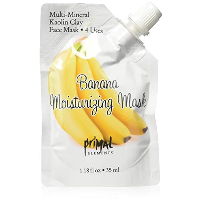 Primal Elements Face Mask, Clay Mud Facial Treatment, Multi-Use Package, 1.18 oz - Banana Moisturizing - Image 1