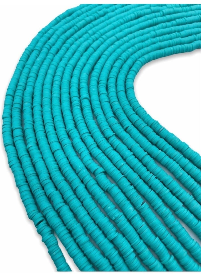 Hedef Bijuteri - Target Bijouterie 6mm Turquoise Color Polymer Clay Fimo Bead StrING,40CM Dough Bead Fimo String - Image 1