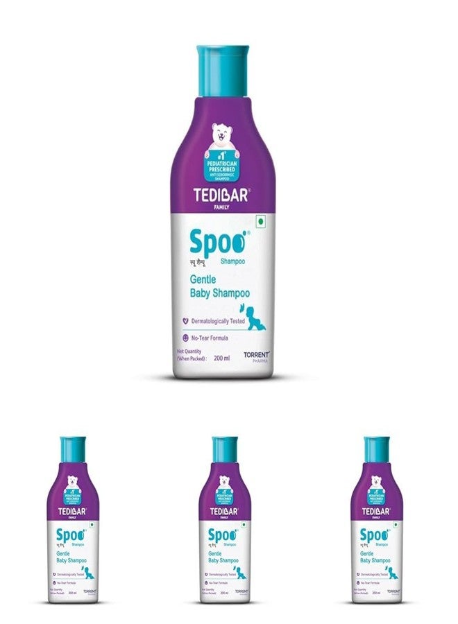 Spoo No-Tear Formula baby shampoo 200ml from Tedibar Family | Gentle on Scalp | No. No. 1 Pediatrician Prescribed Anti Seborrheic Shampoo* - By Torrent Pharma (Pack of 4) - Image 1