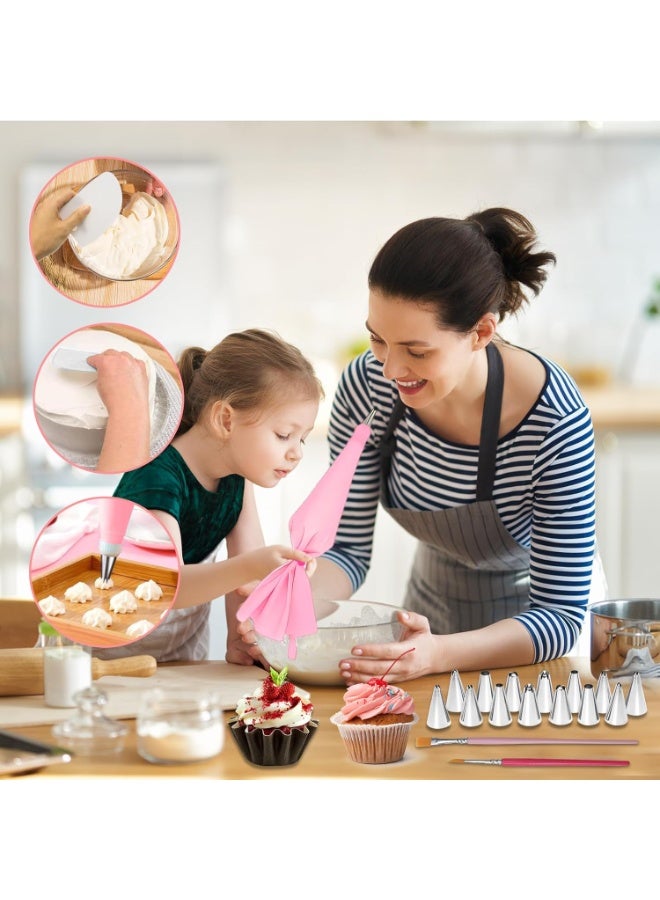 TAYYIB NOOR 83-Piece Premium Cake Decorating Set, Icing Piping Kit with Stainless Steel Tips, Pastry Bags, Turntable & Scraper, Reusable for Arabic Sweets (Kunafa/Baklava), Wedding, Cupcakes, Cookies - Image 5